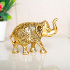 KridayKraft Metal Elephant Statue Medium Size Gold Polish 2 pcs Set for Showpiece Your Home,Office Table & Gift Article,Animal Decorative Showpiece Figurines..., Animal