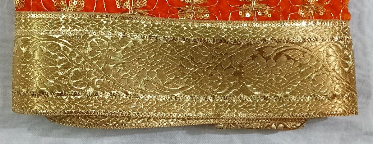 Lakshmi Maa Collection Rumala Sahib Double Set Velvet Orange with Heavy gota & Designer Set of 4 PEC