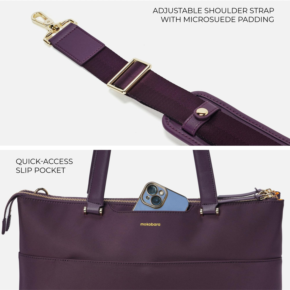 MOKOBARA Bliss Tote 12 5L Laptop Bag 15 6 Inch Office Travel Purple