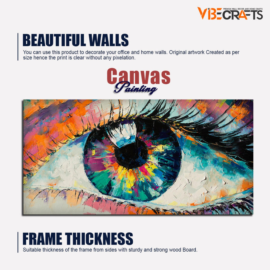 VIBECRAFTS Canvas Paintings for Living Room Drawing Room Canvas Wall Painting of Human Eye for Home|Office|Gift(PTVCH_2393NV)(48 x 24 Inches)