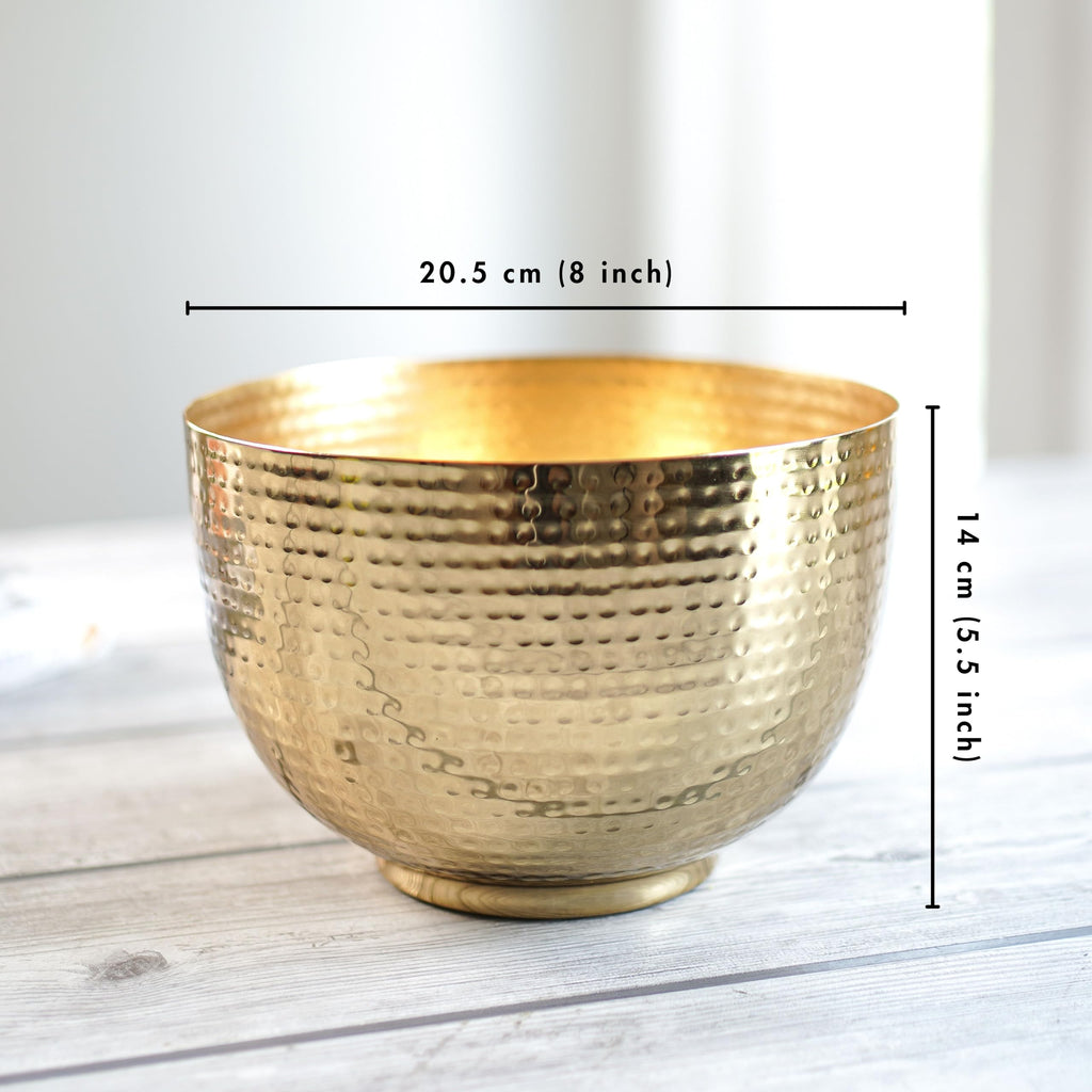 BEHOMA Metal Hammered Golden Bowl Planter