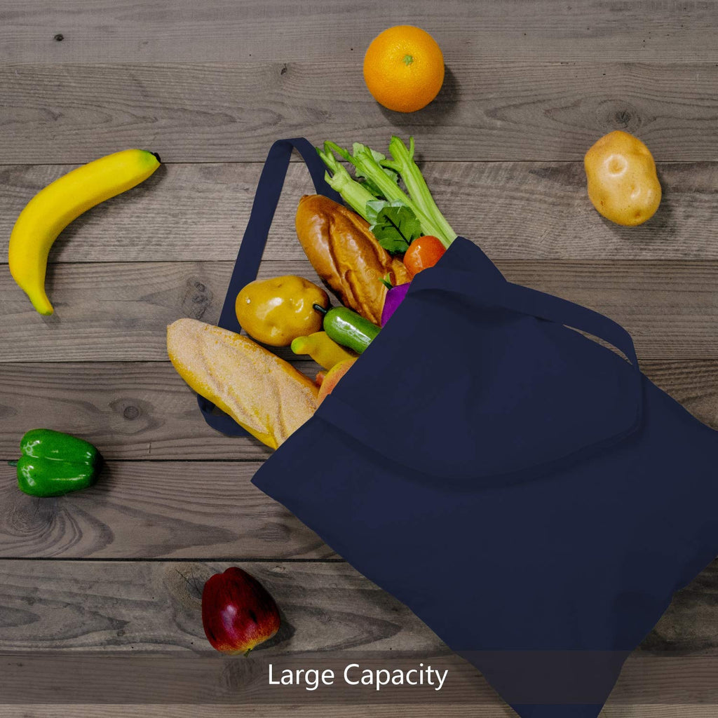 TOPDesign 24-Pack Economical 16x15 Navy Blue Cotton Tote Bag, Lightweight Medium Reusable Grocery Shopping Cloth Bags, Suitable for DIY, Advertising, Promotion, Gift, Activity
