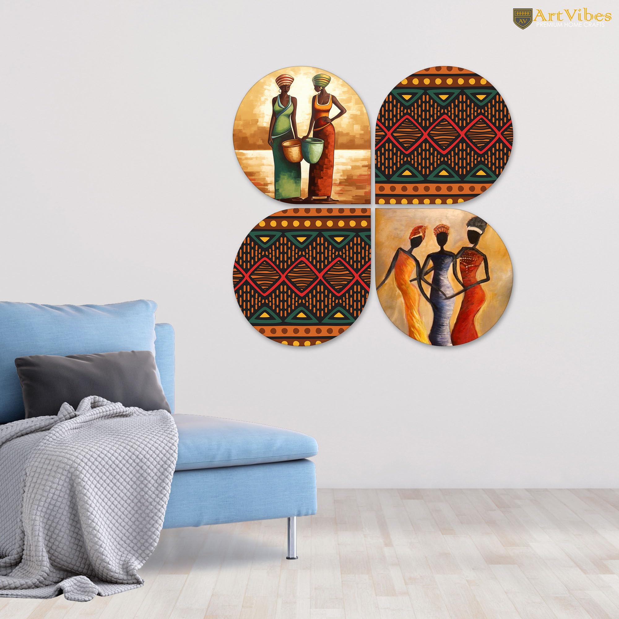 Artvibes Beautiful Warli Art Decorative Wall Hanging Ornaments | Modern Decoration Items | Living Room | Bedroom | Office | Wall Poster | Handcrafted Art | Unique Gift (WH_8414N), Set of 4