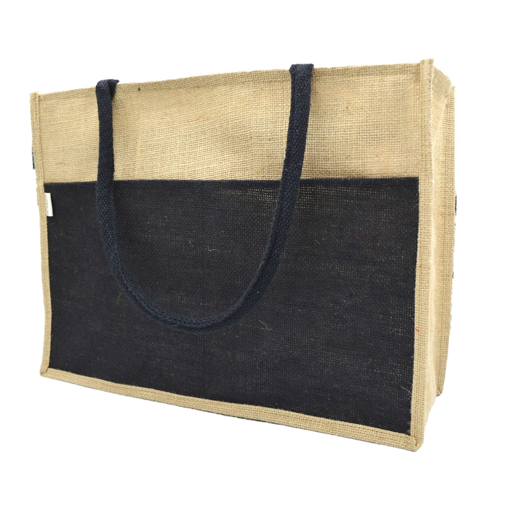 JUTEKA Multicolor spacious Jute Bag with Zipper Closure, Full Size Front Pocket and Large Handles…
