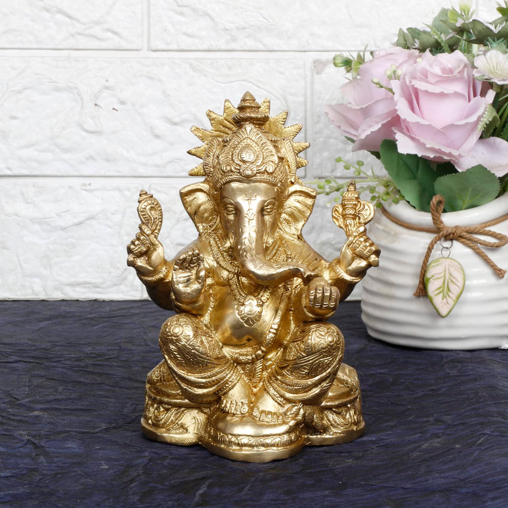 Svarup Brass Ganesh Bhagwan Idol Ganesha Statue Ganpati Murti for Home Entrance Decor Diwali Gift Height 6.5 Inch