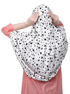 7 season's Cotton Long Women's Scarf Cum Mask With Velrco Closer | Usable For Vehical Driver | White Printed Design | Universal Size | For Girl & Woman, (female)