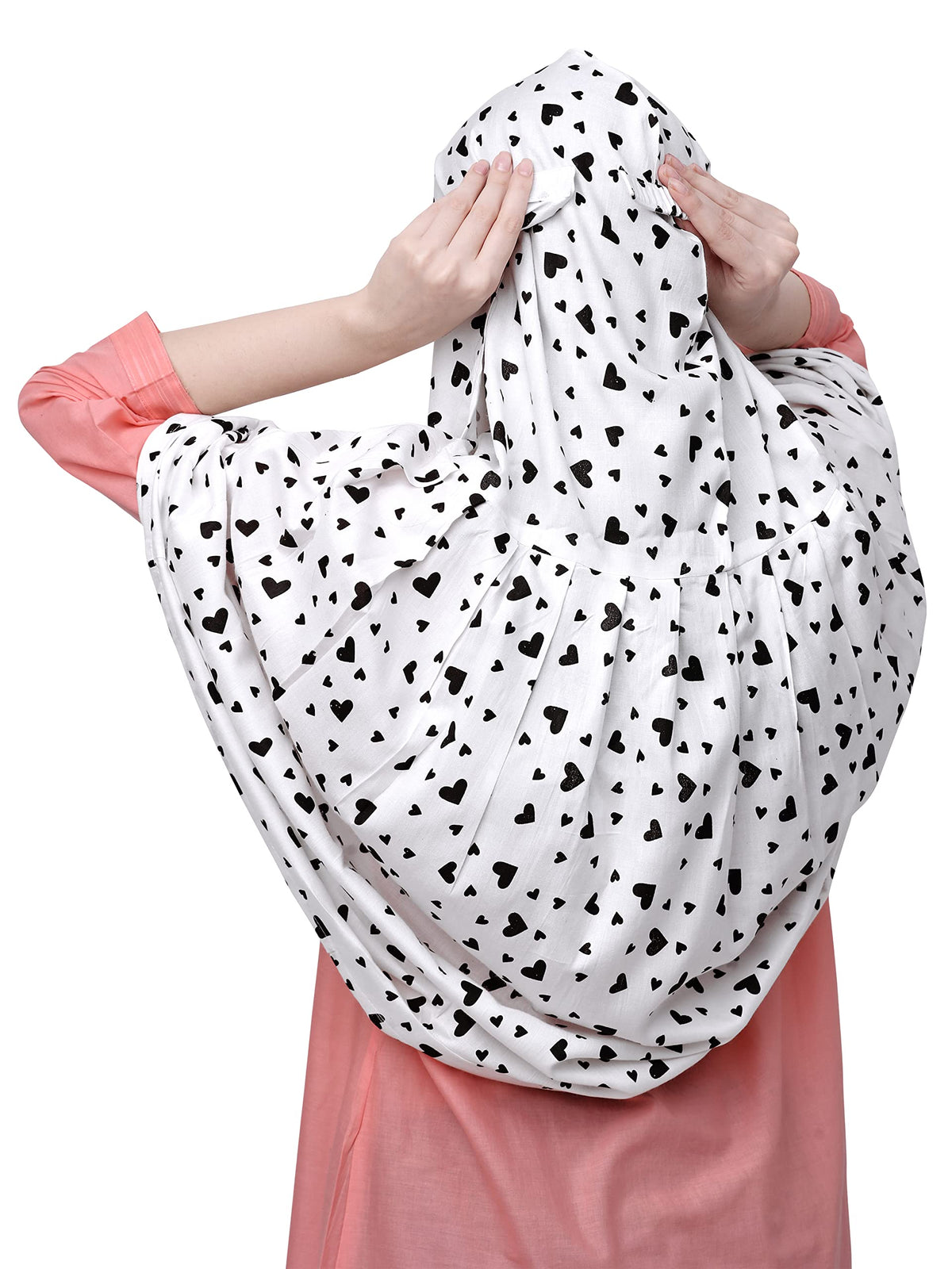 7 season's Cotton Long Women's Scarf Cum Mask With Velrco Closer | Usable For Vehical Driver | White Printed Design | Universal Size | For Girl & Woman, (female)