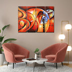 VIBECRAFTS 4 Pieces Hindu Shree Ganesha Canvas Wall Painting Fitted With Wooden Frame For Home | Office | Living Room | Gift(PTVC4Pcs1_13529)