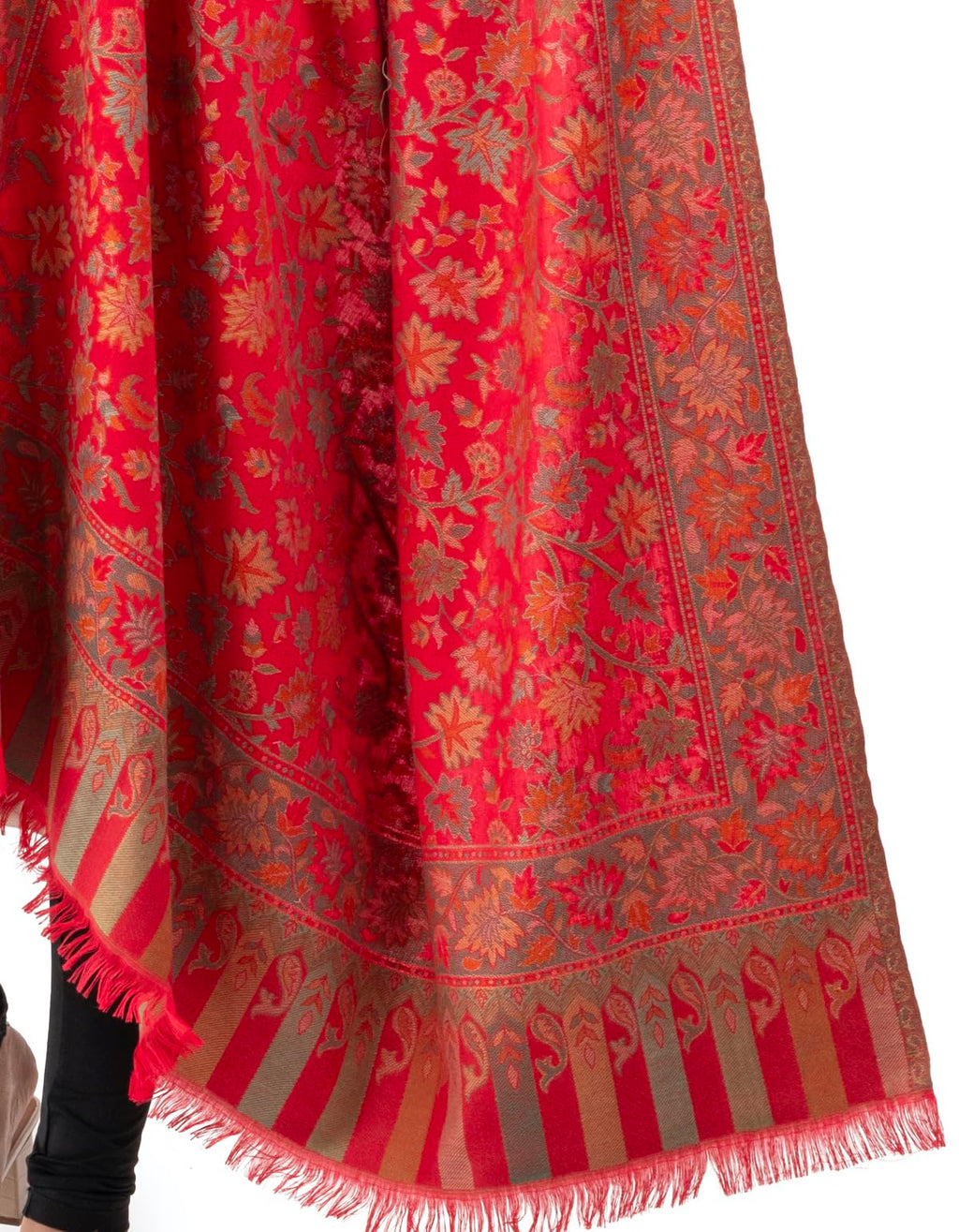 Naureen Women Faux Pashmina Shawl with Floral Artwork, Warm and Soft, 40x80 inch