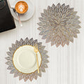 Kuber Industries leather Side Table Mats|Table Mat For Bedroom|Bed-Side Table Mat|Center Table Mat|Table Dining Mat|Table Runner Mat|Round Flower|2 Piece Set|Golden Kafalo