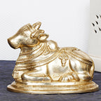 ARTVARKO Brass Shiv Ji Parvati Vehicle Nandi Bull Statue Idol Shiva Devotee Seated Sculpture Showpiece Decorative Home Décor Office Temple Puja 8 Inches