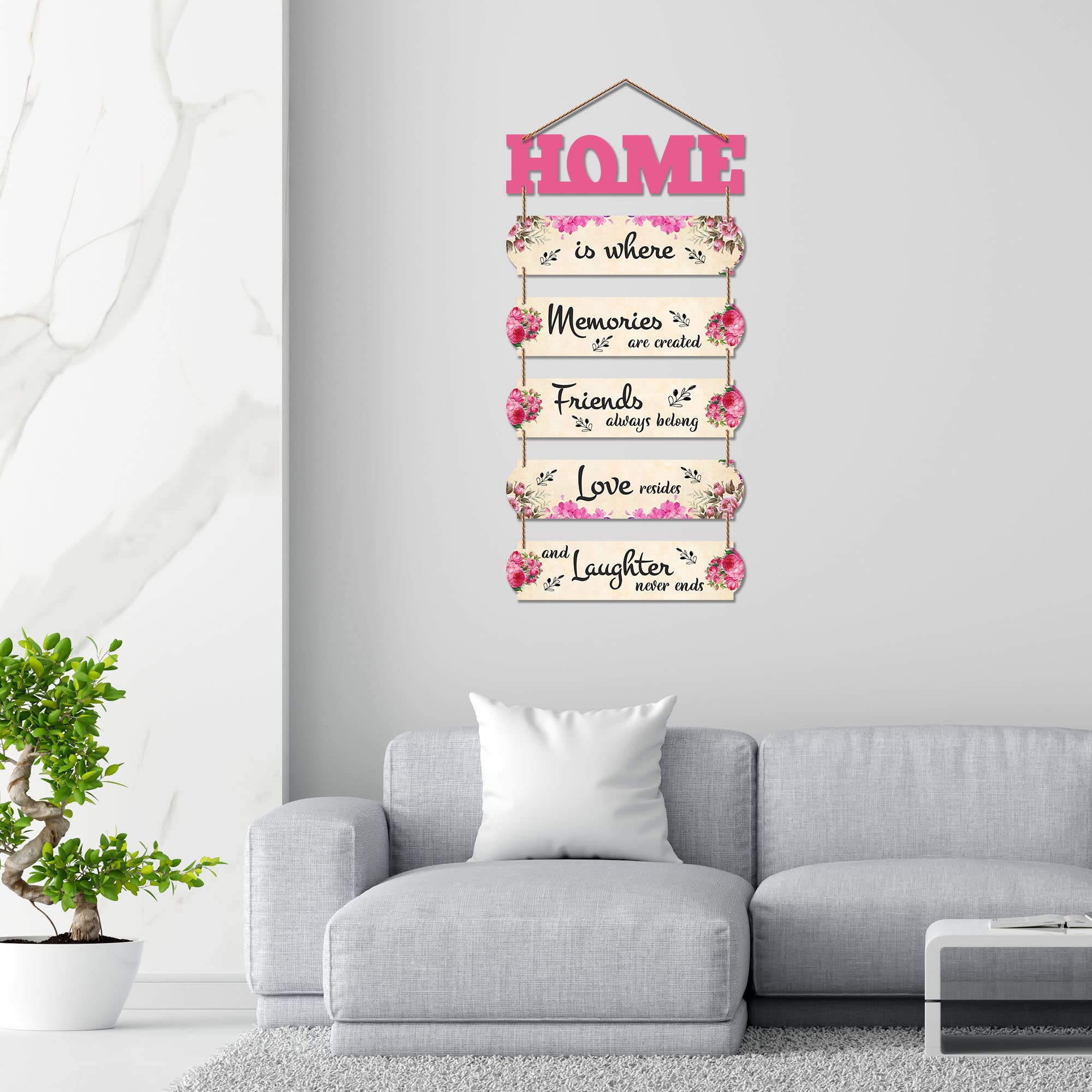 Artvibes Home Is Where Memories Are Created Decorative Wall Art MDF Wooden Wall Hanger for Living Room | Decor Hanging Ornaments | Home Quotes Wall Hanging | Modern Decor | Wall Poster(WH_6602N)