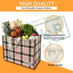 DOUBLE R BAGS Heavy Duty Cotton Canvas Grocery Shopping Bag | Eco-Friendly Cloth Tote for Vegetables, Milk, Fruits & Lunch | 33x44.4x20.3cm | 1 Compartment | Pack of 2 Check Print