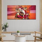 VIBECRAFTS 3 Pieces Beautiful Ganesh Canvas Wall Painting Fitted With Wooden Frame For Home | Office | Living Room | Gifts(PTVC3Pcs3_11513)