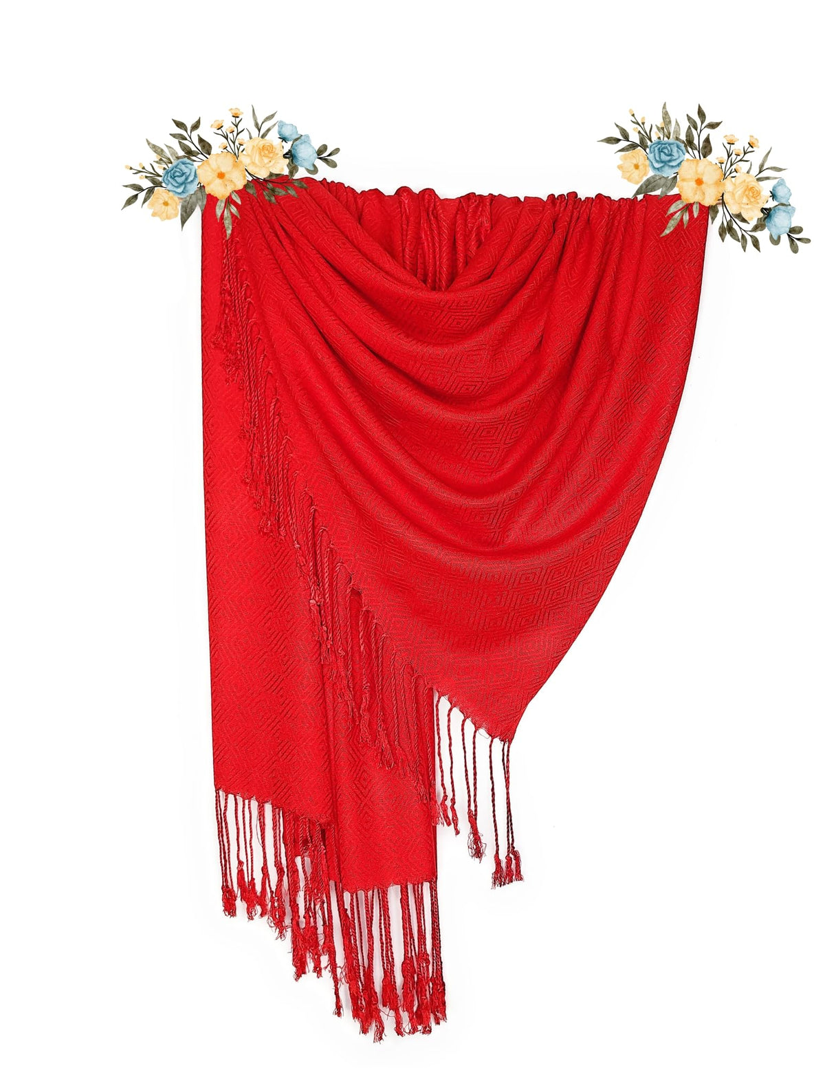 Chandwasia Viscose Dobby Weaving Scarf Stole | For Neck Covering Head Wrap Shoulder Drape Travel Casual Daily Use | Viscose Fabric | Red | Men Women | Long Shawl Wrap | Soft Texture Comfort Style