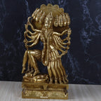 ARTVARKO Brass Kali Maa Murti | Maha Kali | Ten Faces Mahakali | Ten Legs Kalika Maa Brass Statue Sculpture Idol Murti Decor Height 13.5
