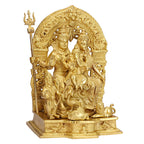 ARTVARKO™ Brass Shiv Parivar Shiva Parvati Kartikeya and Ganesh with Shivling Nandi Idol for Good Luck, Success and Prosperity Gold Color 12 Inch.