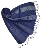 Saba Fashion Women Striped Scarf Shawl Dupatta Hijab Wrap Scarves Stoles (NAVY BLUE)