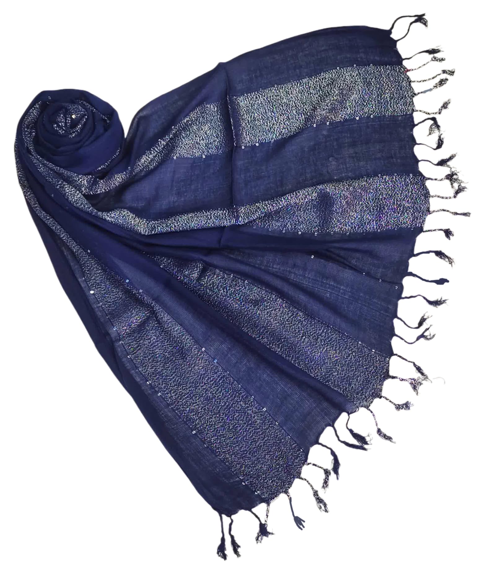 Saba Fashion Women Striped Scarf Shawl Dupatta Hijab Wrap Scarves Stoles (NAVY BLUE)