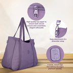 Women’s Tote Bag with Zipper & Adjustable Shoulder Strap – Lightweight Large Handbag for Work, Travel & Daily Use (PURPLE)