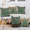 STITCHNEST Ethnic Satin Cushion Covers Twin Peacock with Floral Pattern, 16x16 Inch, Pack of 5 for Traditional Home Decor, Sofa Styling & Gifting
