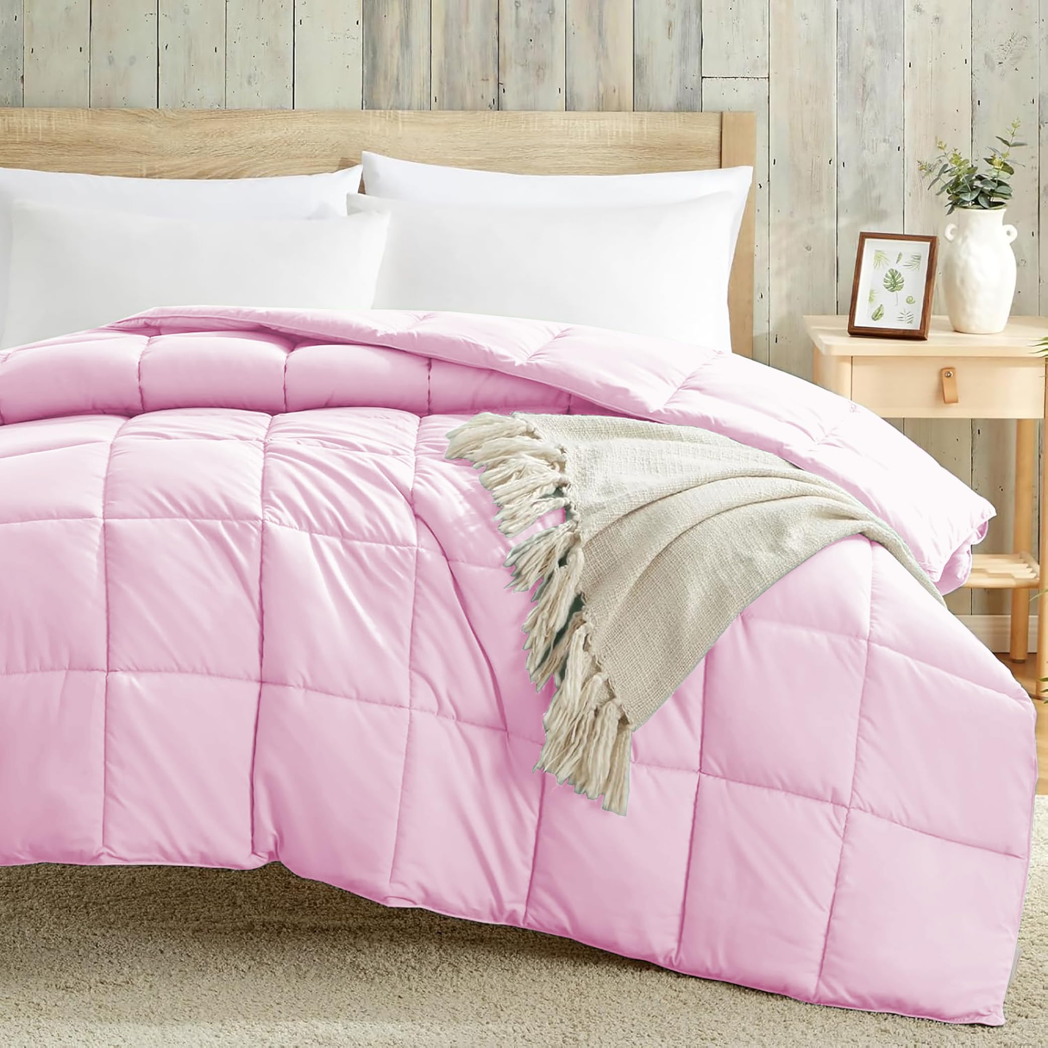 Luxury 100 GSM Summer Comforter Double Bed All Season AC Comforter/Blanket/Duvet Soft & Breathable Lightweight (90 X 100 Inches) - Double Bed Comforter - Baby Pink Color Kafalo