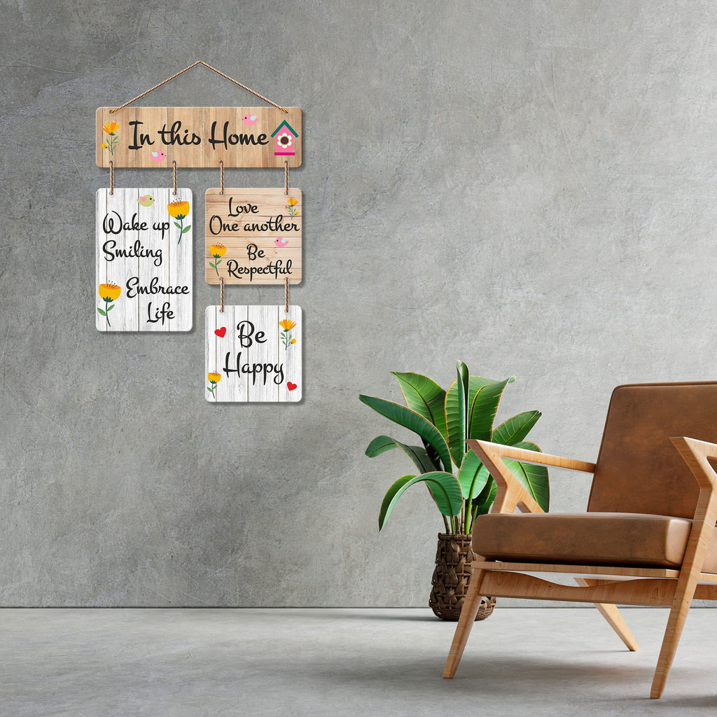 Artvibes In This Home Decorative Wall Art MDF Wooden Wall Hanger for Living Room | Quotes Decor Item | Home Quotes Wall Hanging | Modern Decor Items | Wall Poster | Unique Gift (WH_6508N)