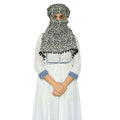Switchon Scarf Hijab Rayon Printed fancy scarf for women Size Adjustable -Hook loop tape- For 10 yrs and above (Black_Off-white)