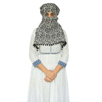 Switchon Scarf Hijab Rayon Printed fancy scarf for women Size Adjustable -Hook loop tape- For 10 yrs and above (Black_Off-white)