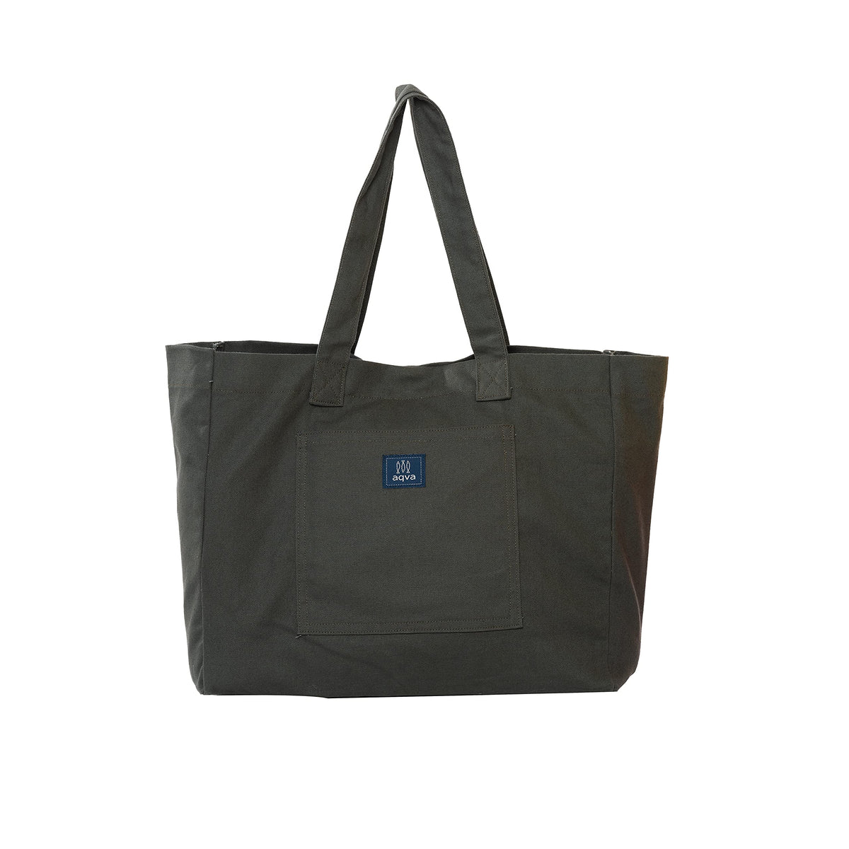 AQVA Cotton Canvas Tote Bag for Women & Girls | Shoulder Bag with Magnetic Button Closure & Solid Colour | Multipurpose Shopping, Travel, Beach, Office Bag | Good Gift Choice for Women (Deep Grey)