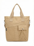 BROGBUS Canvas Tote Bag for Women Office Use, College Girls with Compartment, Khaki