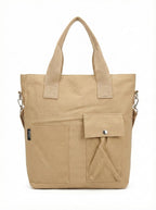 BROGBUS Canvas Tote Bag for Women Office Use, College Girls with Compartment, Khaki
