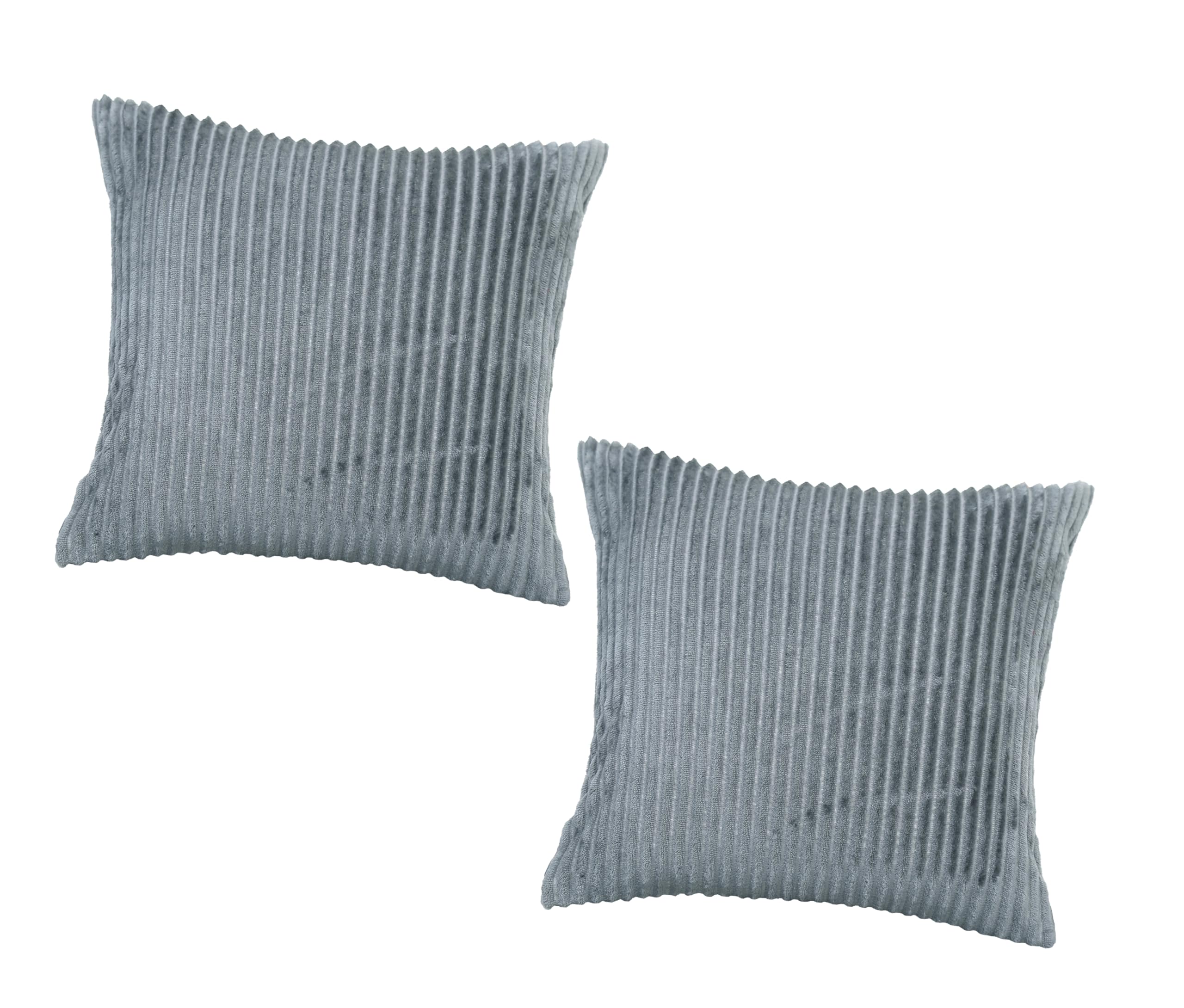 RD TREND® Cushion Cover Set of 2, Decorative Sofa Living Room Home Square Cushion Covers 24 Inch x 24 Inch, Aesthetic Corduroy Striped Double Sided (Grey)