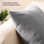 Encasa XO Corduroy Cushion Covers, No Inserts, Set of 2, Grey