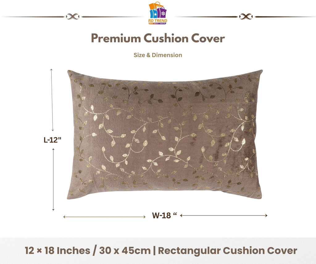 RD TREND® Velvet Cushion Covers Set of 2 | Throw Pillow Covers for Sofa, Bed & Living Room | Rectangular Cushion Cover 12x18 Inches | Perfect for Home Décor Brwon