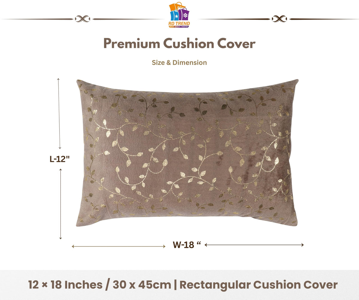 RD TREND® Velvet Cushion Covers Set of 2 | Throw Pillow Covers for Sofa, Bed & Living Room | Rectangular Cushion Cover 12x18 Inches | Perfect for Home Décor Brwon