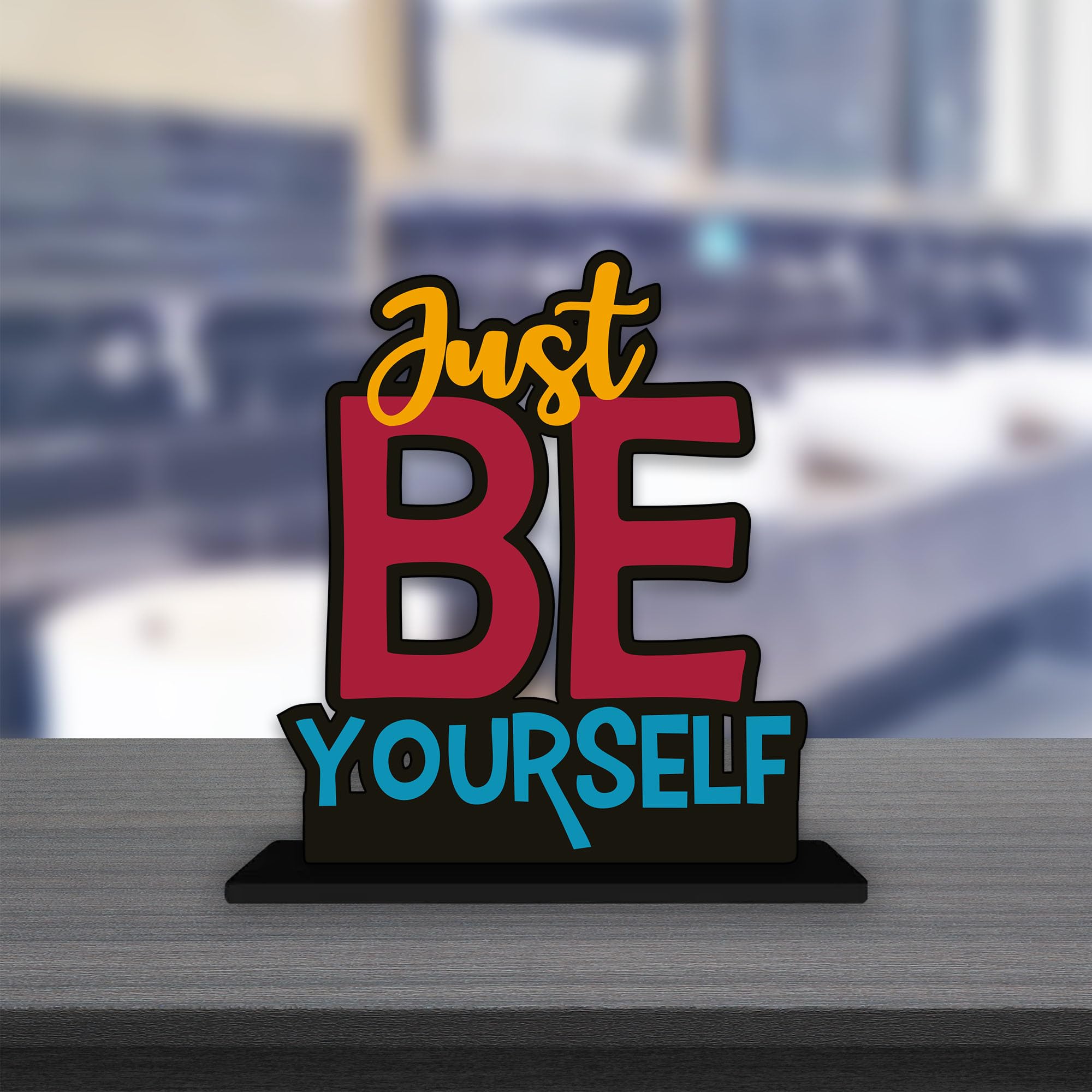 Artvibes Wooden Idols and Figurine Just Be Yourself Quotes Table Decoration for Office Desk | Home Decor | Living Room | Modern Art Wood Showpiece Gift Items (SP_1163)