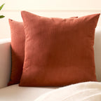 Encasa XO Corduroy Cushion Covers, No Inserts, Set of 2, Brick