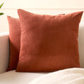 Encasa XO Corduroy Cushion Covers, No Inserts, Set of 2, Brick