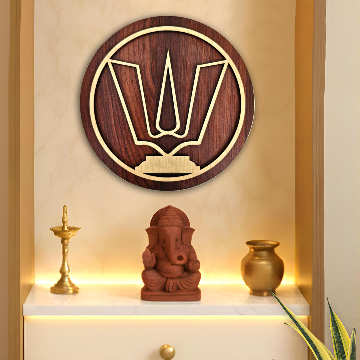 SOLOBOLO Shanku Chakra Naman - A Sacred Symbol of Lord Venkateswara/Balaji MDF Spiritual Wall Hanging | Mandir & Home Temple Decor for Pooja Room, Office & Entrance (6 Inch)