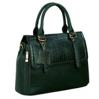 RICHSIGN LEATHER ACCESSORIES Full-Grain Natural Leather Top-Handle satchel Tote Ladies Handbags & Shoulder Sling Bags For Women Office Branded Stylish Latest Size-L-11 X H-10 x W- 5 In (GREEN DARK)