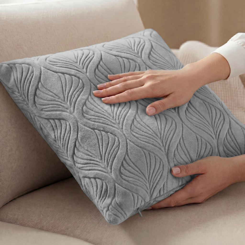 Yellow Weaves Jacquard Cushion Covers | Sofa Cushion Covers | Throw Pillow Cover for Sofa, Couch, Living Room| Removable & Washable | 16x16 Inches, Set of 3 (Grey)