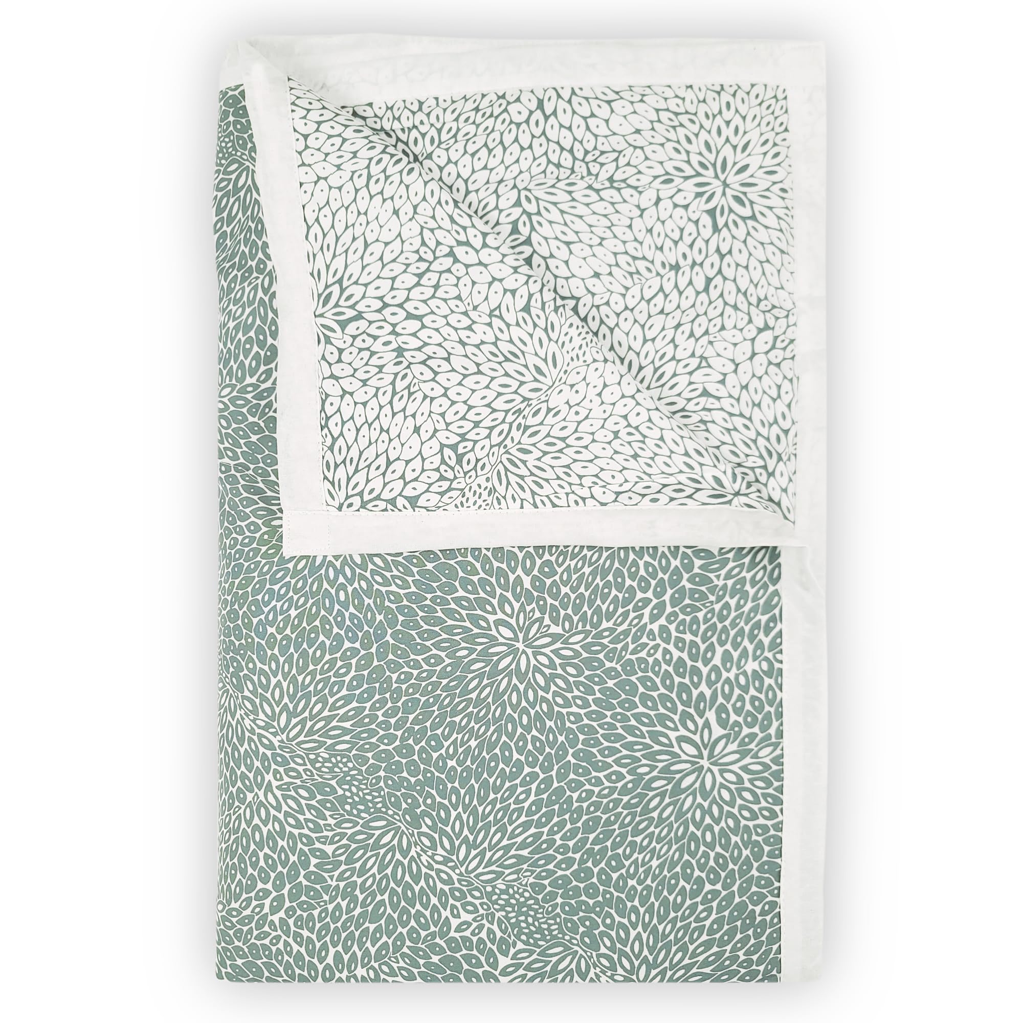 Divine Casa 120 GSM Microfiber Single Dohar | Soft & Lightweight Throw Blanket | Cozy & Breathable | All-Season Comfort | 210 x 140 CM | Floral Burst Pattern | Sage Green & White Kafalo