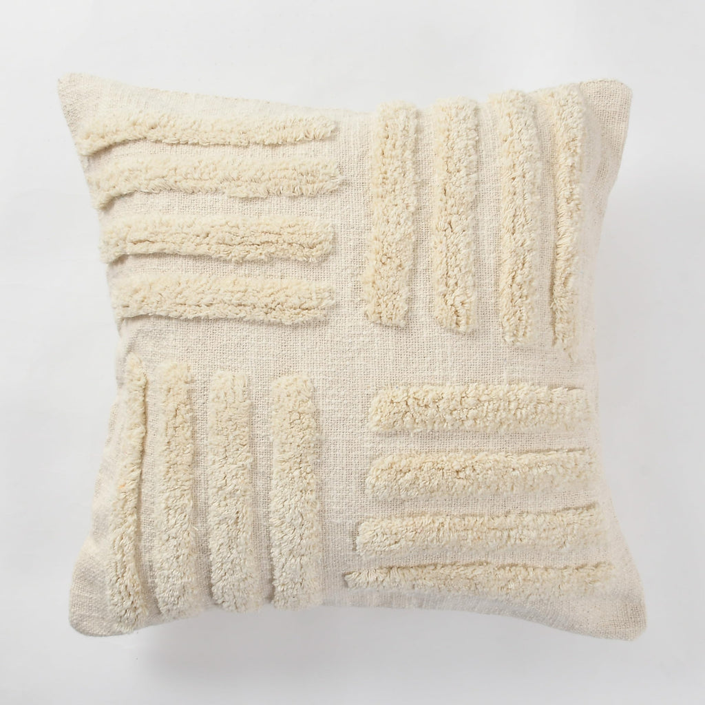 Furnistitchs Premium Decorative Throw Cushion Pillow Cover Boho Home Decor - Living Room Bedroom Couch Sofa Cushion Covers 16 inch x 16 inch (2, Natural White Lines)