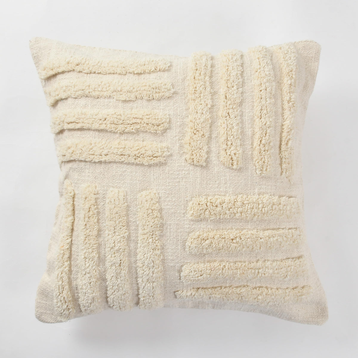 Furnistitchs Premium Decorative Throw Cushion Pillow Cover Boho Home Decor - Living Room Bedroom Couch Sofa Cushion Covers 16 inch x 16 inch (1, Natural White Lines)