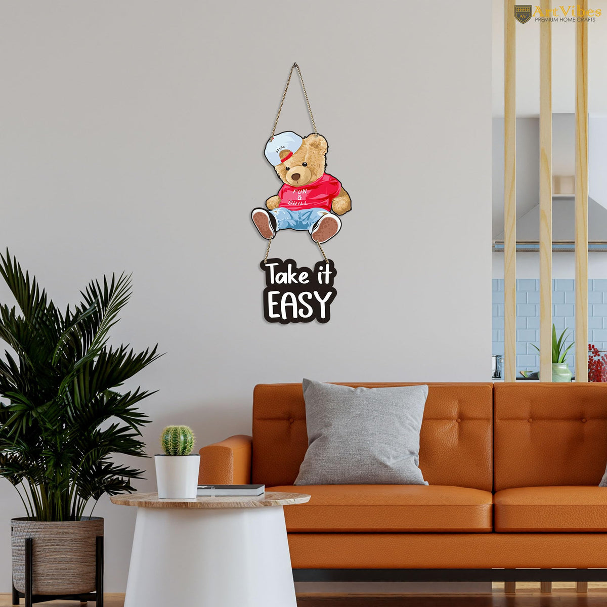 Artvibes Take It Easy Printed Wooden Wall Hanging for Living Room | Quotes Decor Item | Printed Wall Decoration | Wall Illustrations | Graphic Print Artwork | Unique Gift | Cafe Decor(WH_5733N)