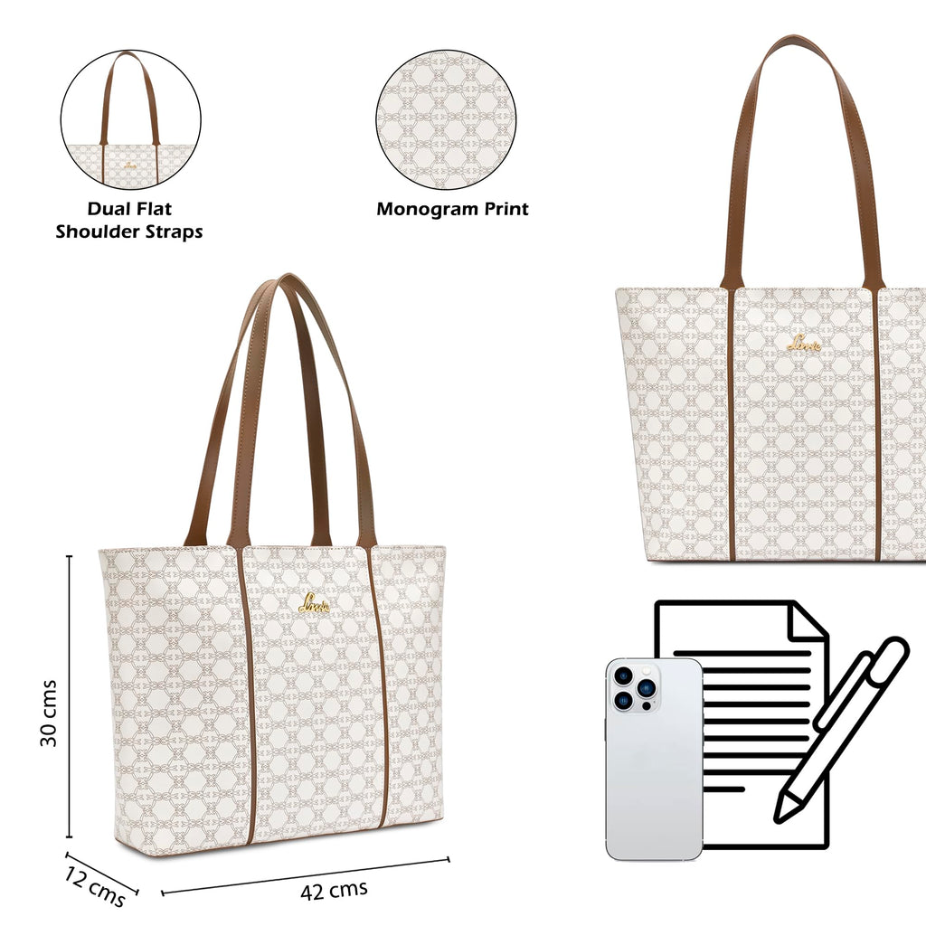 Lavie Women's Mono Neghan Monogram Print Tote Bag for Women | Tote Bag for Work | Ladies purse | Stylish Shoulder Bag | Gift for Women
