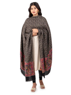 Naureen Women Pashmina Blend Kani Shawl with Paisley and Floral Border, Warm and Soft, 40x80 inch