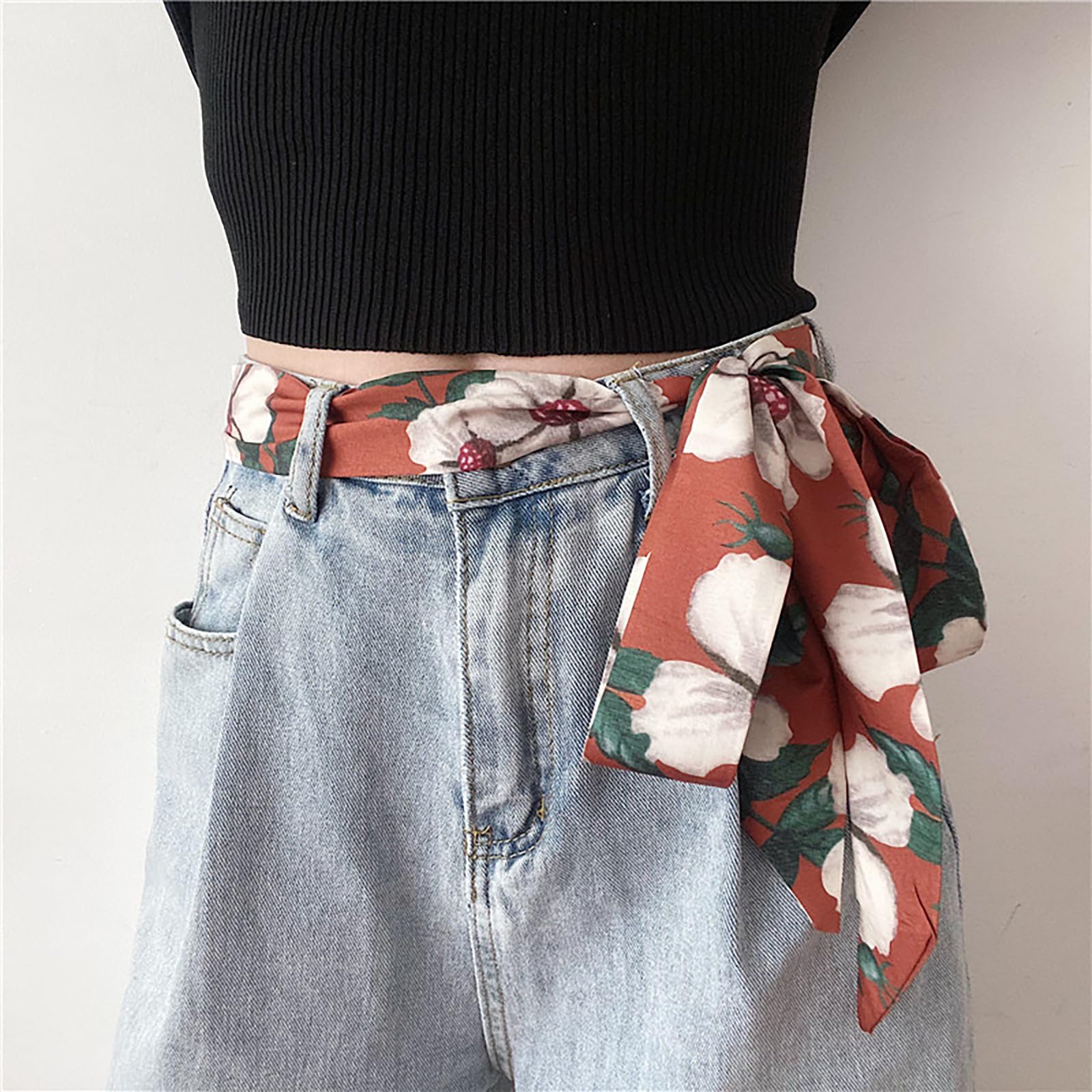 Qleema 3Pcs Satin Scarf for Women Stylish, Hair Scarf Belt for Jeans