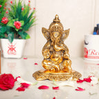 KridayKraft Ganesha Metal Action Statue,Ganpati Murti For Pooja Room & Decor Your Home,Office,Religious Idol Gift Article,Showpiece Figunrines..., 8 Centimeters, Gold